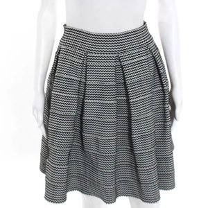 GRACIA BLACK WHITE STRIPED PLEATED A-LINE SKIRT